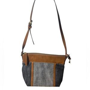 Fossil Tan and Gray Crossbody Bag